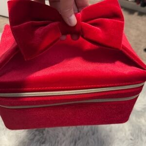 Red velvet, Estée Lauder, vanity case, two levels. Never used.